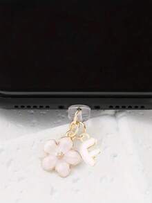 1 件时尚粉色花卉字母手机防尘塞，精致 A-Z 字母金属挂件，适合作为女性生日礼物，兼容 Lightning（5-14）/ Type-C 接口 - 粉色 - 查看 31