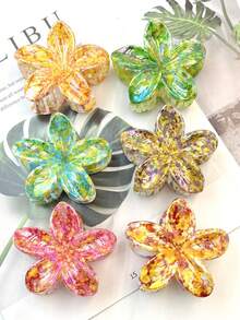 1 Stück/3 Stücke/6 Stücke Blume Muster Lässig ABS Kunststoff (ABS Harz) 2025 Neue Ditsy Blumen Elektroplattierte Haarklammern, geeignet für Strand, Reise, Party, Urlaub, Schulanfang, süße Frisur Accessoires Haaraccessoires Herbst Accessoires Herbst Haarklammern Flora Haarspange Blumenclip Winter