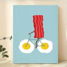 1 pieza Pintura en lienzo de arte de pared con impresión de tocino y huevo para decoración de dormitorio, cocina y comedor, sin marco, decoración de pared, pegatinas de pared