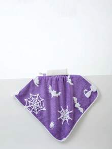 1条薄款紫色提花万圣节蝙蝠图案浴巾，尺寸70*140厘米或34*75厘米可作手巾或34*34厘米可作洗脸巾，涤纶材质，速干、吸水性强、柔软舒适，适用于浴室、酒店、健身房、节日礼品、派对、海滩、美容院、酒店运动、家居用品、毛巾、护肤品等场合，男女通用。 - 紫色 - 查看 3