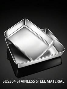 1pc/2pcs Stainless Steel Rectangular Baking Pans, Square Shape, Non-Stick, Durable, For Tiramisu, Lasagna, And Desserts,Kitchen Accessories, Meal Preparation, Restaurant Tools,New Year Decorations,Halloween Gifts, Home Decorations, Christmas Gift Boxes - Multicolor - View 6