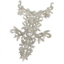 1 Piece Of Luxurious 3D Embroidered Lace Sewn On Rhinestones, Bead Glitter Flower Patch Decal, Used For Clothing And Wedding Dress Decal Decoration - White - View 4