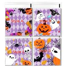 Cartoon Halloween Pumpkin Ghost Spider Bat Self-Seal Gift Bags,Cookie Candy Bag,Trick Or Treat,Party Favor,Assorted Patterns Treats And Snacks Bags For Halloween Party,Halloween Decoration,Halloween,Gift Wrapping,Halloween,Halloween Decorations,Halloween Party Bag Fillers(Random Color And Style)