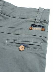 Boys' Letter Embroidery Casual Woven Pants - Olive Green - View 10