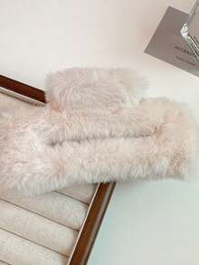 1pc Women's Multi-Color Fluffy Square Hollow Plush Hair Claw Clip, Cute & Versatile For Daily Wear Fall Winter Hair Clip Hair Accessories For Women For Vacation Outfits Woman