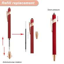 1/10Pieces Ballpoint Pen With Stylus Tip, Metal, 2 In 1 Stylus Ballpoint Pen 1.0 Mm Black Ink For Smartphone, Tablet