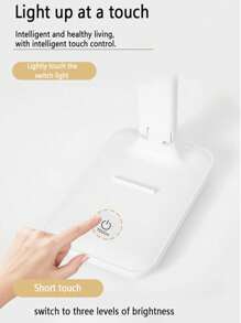 Lampada da scrivania a LED con design pieghevole, luminosità regolabile, supporto per telefono, luce da lettura delicata per gli occhi per camera da letto, dormitorio, studio per bambini, regalo per il ritorno a scuola