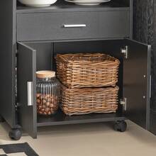 SoBuy FSB09-SCH, Mobile Kitchen Cabinet Microwave Oven Cabinet Kitchen Storage Trolley Kitchen Dining Room Storage Cabinet On Wheels, Black - 黑色 - 查看 8