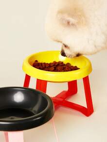 PETSIN 1 件宠物食盆，糖果色猫食盆，塑料食物和水碗，装饰配件，防止颈部和胡须疲劳，适用于猫和小型犬 - 彩色 - 查看 3