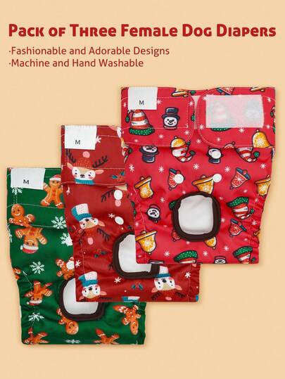 3 قطع حفاضات كلاب أنثى قابلة للغسل وإعادة الاستخدام عالية الجودة، لكلاب صغيرة ومتوسطة الحجم وكلاب أنثى، ملابس داخلية للشبق