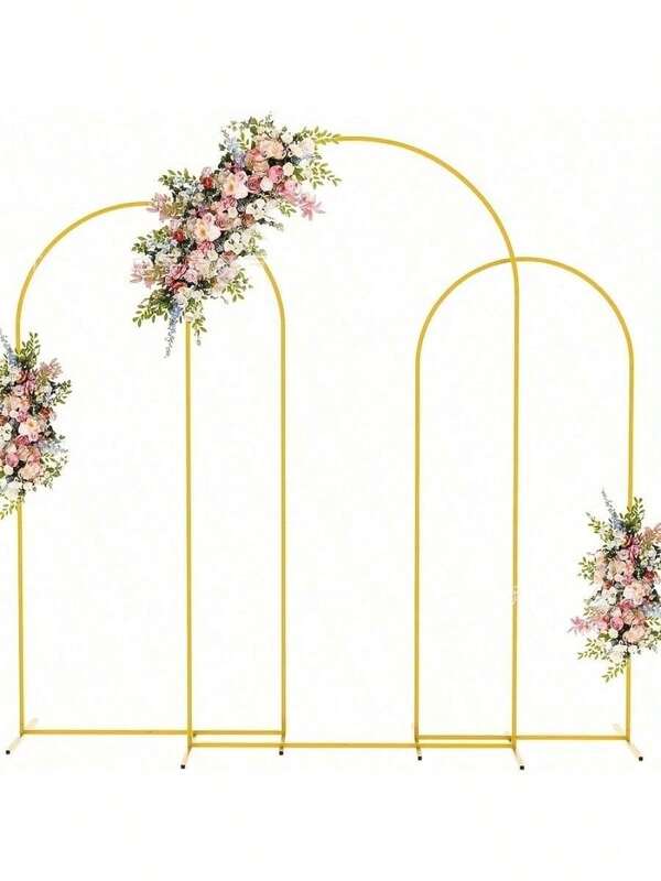 1 Pieza Arco de boda, Arco de globos cuadrado, Marco de metal dorado, Adecuado para ceremonia de boda, cumpleaños, fiesta de amigos, decoración de Halloween, decoración de jardín de Halloween