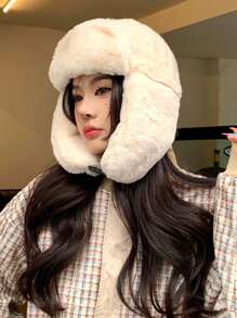 1pc High-Quality 2025 Winter Warm Unisex Trapper Hat, Fur Lined Earflap Hat For Outdoor, Casual, Cycling, Wind Proof, Black Beanie Fall