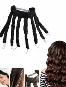 2 Pieces Heatless Hook And Loop Curling Iron Sleep Cap Set, Lazy Curling Iron, Satin Heatless Curling Iron Headband, No Hair Damage, Sleep Curls, Big Waves, Suitable For Long Hair, With Silk Sleep Cap - Multicolor - View 8