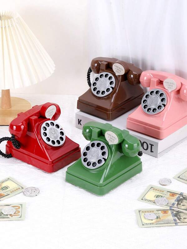 1pc, Large-Capacity Telephone Money Box, Retro British Style, Photography Prop, Room Decoration, School Supplies, Shop Back To School , The Perfect Gift For Students And Children, Gifts For Children's Day, Christmas, Halloween, Unique Piggy Bank
