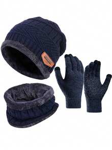 4 件套儿童冬季帽子、围巾和手套套装，适合 3-12 岁儿童的针织帽和围巾 - 彩色 - 查看 4