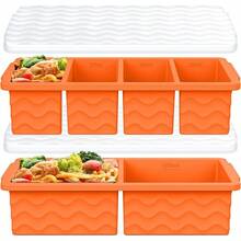 Silicone Freezer Molds For Soup With Lid, 1-Cup & 2-Cup Large Ice Cube Trays Food Storage Containers For Meal Prep, Freeze 250mL/125mL Portions – 2 Pack - 橘色 - 查看 2