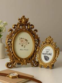 Marco de fotos con diseño de hoja de oro vintage - Marco decorativo para el hogar, la oficina y regalos