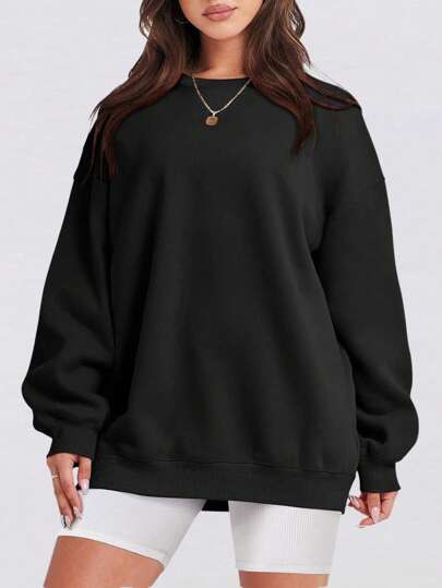 Women's Casual Crew Neck Sweatshirt Loose Soft Long Sleeve Pullover Tops
