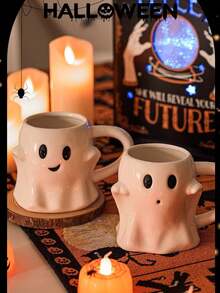 DearDali 1 件 400ml 趣味浮雕精灵陶瓷咖啡杯，可爱万圣节鬼魂新奇马克杯、茶杯、万圣节礼物、沙特咖啡杯、不给糖就捣蛋，适合派对或朋友礼物 - 彩色 - 查看 12