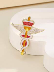 卡通皇冠蛇杖珐琅胸针，帆布包翻领徽章，医生护士胸针，护理医学生翻领徽章 - 彩色 - 查看 2