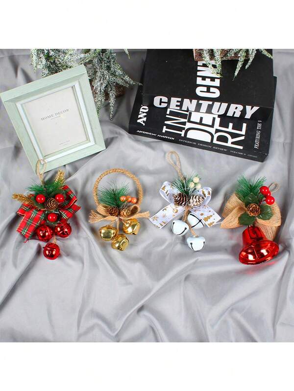 1 pieza Accesorio de Campana Navideña Colgante, Decoración Colgante de Árbol de Navidad para Centro Comercial DIY, Decoración de Lazo y Campana Navideña, Decoración Ambiental Navideña para el Hogar