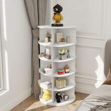 Drehbarer Schuhregal 360° drehbares Display weißer Lazy Susan-Organizer Shoe Rack, Karussell für Hüte und Handtaschen, inkl. 4 doppellagigen Schuhregalen