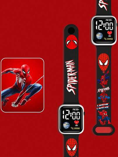 Marvel Marvel Spider Teenager Watches Sport Wristband Bracelet Teenager Digital Watch Color Screen LED Clock Relogio ,Dial Color, Randomly Sent,LED Watches Can Only View Time And Date, Without Other Functions