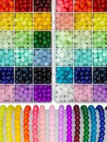 Ca. 60 Stücke 8mm klassische einfarbige Glasperlen für DIY Schmuckherstellung, geeignet für Armbänder, Halsketten, Alltagsmode