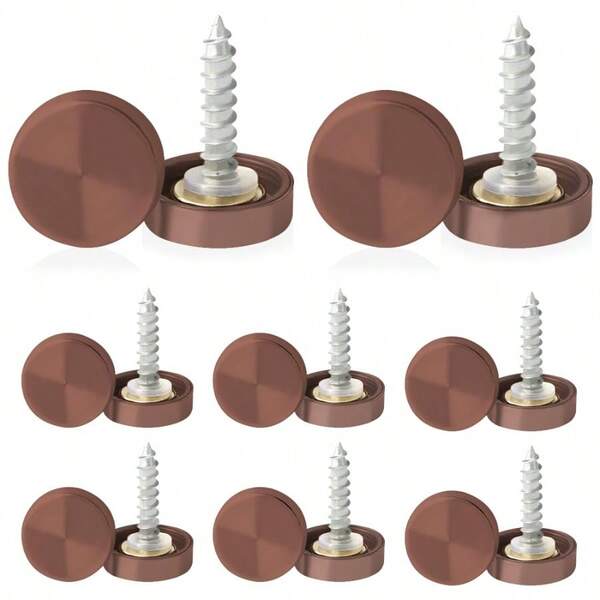8 Pcs 304 Stainless Steel Mirror Screws 16mm Brushed Finish Screws With AntiCorrosion Decorative Caps Bathroom And Furniture Fasteners For Wardrobes Rose Gold 30mm
