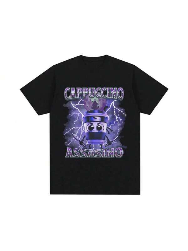 Cappuccino Assasino Italian Brainrot Funny Meme T-Shirt Women Fashion Vintage T-Shirts Female Casual Humor Women T Shirt