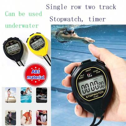 电子防水秒表计时器，单排双轨 ABS 耐用材质，运动锻炼比赛田径游泳裁判健身秒表计时器，运动泳池专业秒表，游泳池健身器材