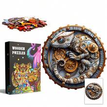 Puzzle Camaleonte - Puzzle di legno asimmetrico a forma di animale, puzzle decorativo da tavolo, gioco magico, puzzle educativo unico per bambini, regalo per le vacanze, adatto per bambini, regalo di Natale, regalo per il ritorno a scuola, regalo di compleanno - Multicolore - Visualizzare 2