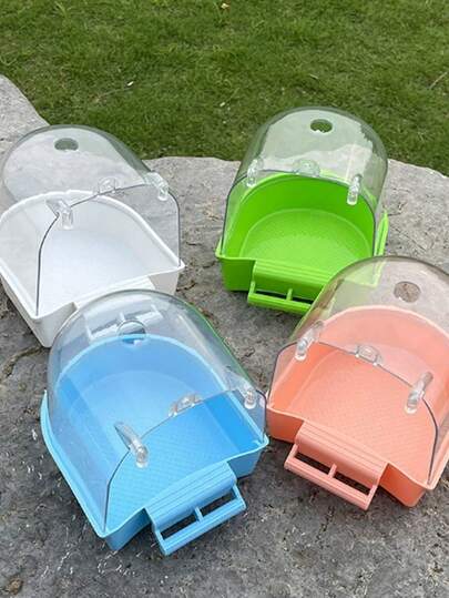 Large Transparent Bird Bath Box, Suitable For Cockatiel, Parrot, Parakeet, Lovebird, Bathing Accessories