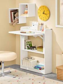 SoBuy Home Office Folding Table Desk Computer Desk Workstation With 3 Shelves White W64 X D58 X H82cm FWT92-W - Brown - View 11