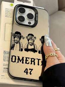 1pc Fashion Gorilla OMERTA Matte Black Full Body Shockproof Phone Case Compatible With Apple 17/17 Pro Max, 16 Pro Max/16 Plus/16 Pro/16/15 Pro