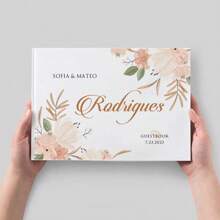 1pc 38-Page Personalized Wedding Guest Book, Simple Elegant White Flower Wedding Message Book Album, Wedding Decor & Gift Exquisite, Stylish, Contracted, Modern Custom, Personalized, Unique Ideal Gifts For Him Her, Boyfriend, Girlfriend, Dad, Mom, Family, Friends For Anniversaries, For Valentine's Day, For Mother's Day, For Birthdays, For Children's Day, For Father's Day, For Graduation, For Weddings, For Housewarming Living Room, Office, Tea Room, Home, Garden, Christmas,Xmas Decoration