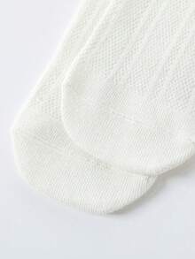 1双白色荷叶边过膝袜，优雅蕾丝，洛丽塔公主风，百搭蕾丝边舞蹈袜 - 白色 - 查看 4