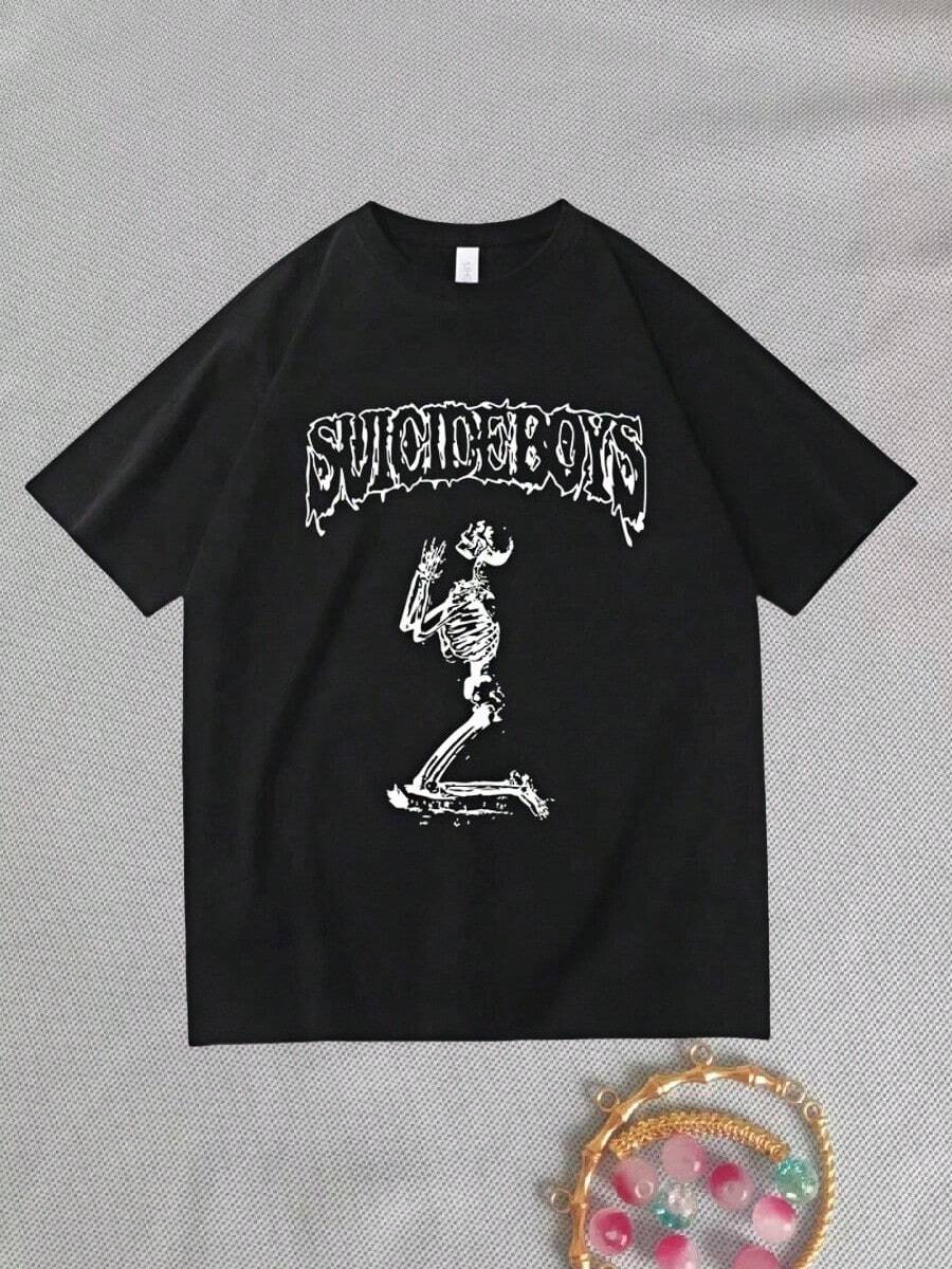 2025 Fashion Suicideboyss G59 Shirt Suicideboy Tour Shirt Suicideboyss Merch American Hip-Hop Round Neck Casual T-Shirt Harajuku - 黑色 - 查看 1