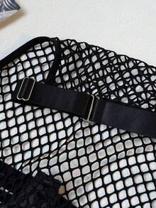 女士性感镂空网眼内衣套装，外出