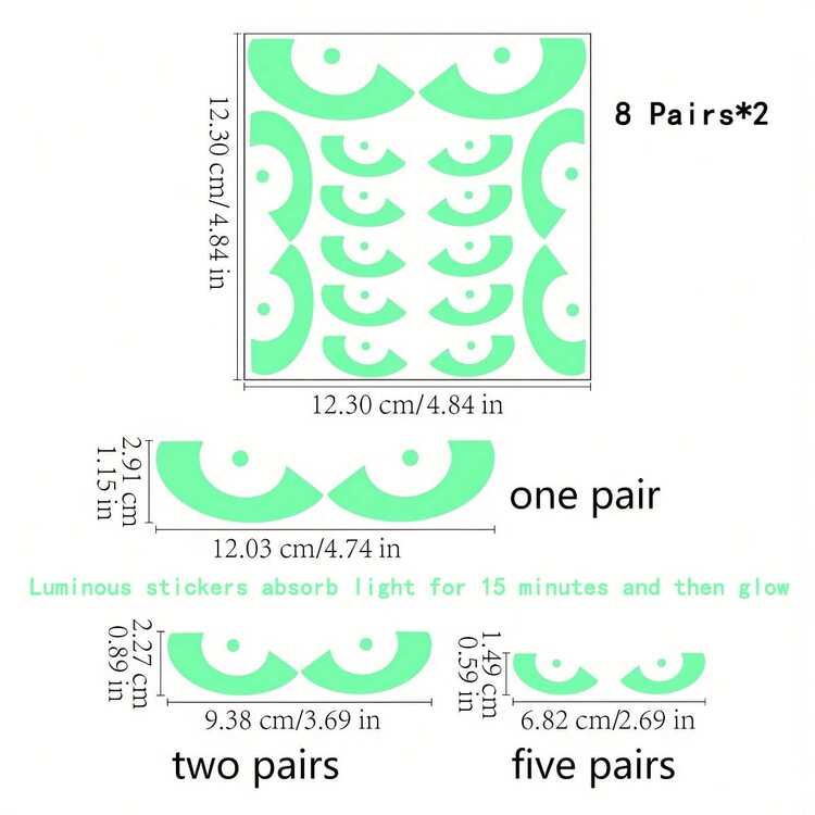 8 Pairs Glow-In-The-Dark Halloween Eyes Window Clings | Removable Fluorescent Wall & Window Stickers | Spooky Luminous Decals For Halloween Home, Stairs, Mirrors, And Party Decorations - Multicolor - View 9