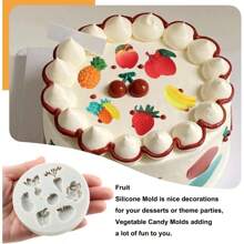 Silicone Fruits Vegetables Mold For Cake Decorating Cupcake Topper Gum Paste Polymer Clay Set Of 3