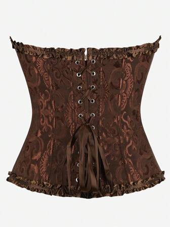 Korsett Overbust Bustier, Klassisk Korsett Shapewear, Axelbandslös Söt Figursydd Bodysuit med Ben, Volangkantad Midja, Rygglös Magkontrolltopp, Lämplig För Maskerad, Halloween