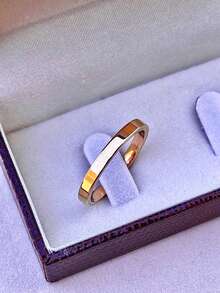 3mm Straight Stainless Steel Wedding Ring, 18k Gold Plated, Unit - 金色 - 查看 1