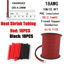 2-Pin 33ft/10M Extension Cable, 18AWG-22AWG Stranded Tinned Copper Wire For LED Lighting - Red Polyvinyl Chloride, 110V-220V, Hard-Wired, No Battery Needed, LED Lighting Cable | Sleek Red Cable | Durable Wire Construction, LED Lighting Kit