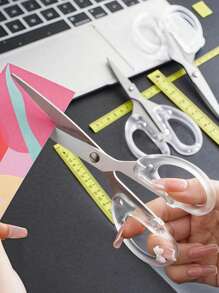 3 Sizes Available Clear Stainless Steel Scissors, Simple Multipurpose Art Scissors For Office, School, And Home Back To School