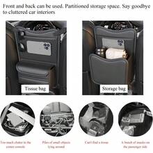 Car Organizer Storage Between Seats, Leather Large Capacity Automobile Handbag Hanging Store Content Bag, Auto Console Organizer Holder For Snack Phone Document Storages, Car Accessories (Black) - Green - View 11