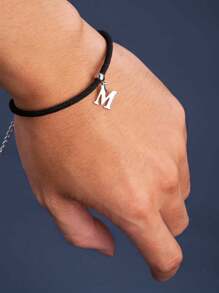 1pc Charm Bracelet With 26 Alphabet Letters, Chunky Jewelry, Heart Design, Suitable For Women And Teens, Perfect Christmas Gift