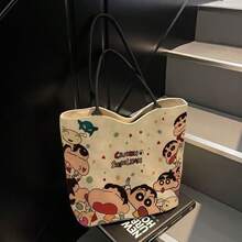 蜡笔小新卡通帆布包，蜡笔小新女士大容量手提包，学生通勤单肩包，可爱蜡笔小新卡通收纳包，帆布包，INS风少女购物袋，单肩包，背包，午餐包，蜡笔小新限量版帆布包，可爱卡通通勤单肩包 - 彩色 - 查看 8