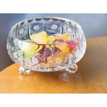 Glass - Hand Cut Crystal - Footed - 4" Diameter - For - Candies - Nuts - Chocolate - Small - Made In Europe - 1 - View 2