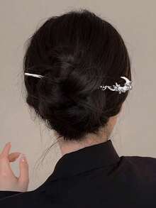 1 件女式金属银色月亮流苏发夹，复古时尚发髻配饰，优雅别致，适合汉服和旗袍装，适合日常使用 - 銀色 - 查看 9